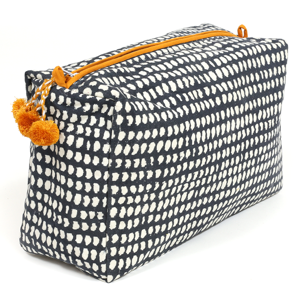 Navy dot beauty bag