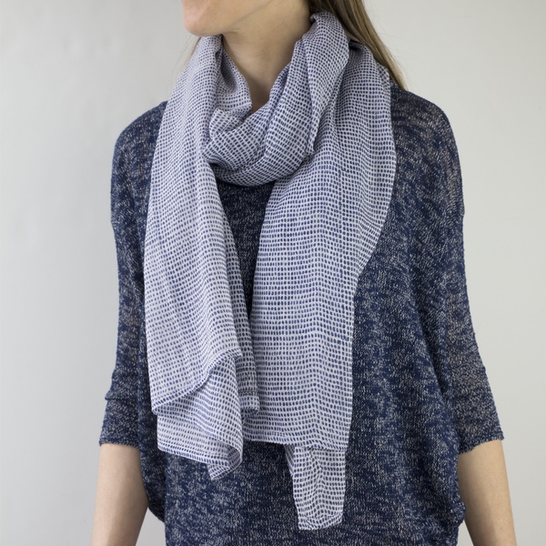 Tiny Dot Navy Block Printed Scarf