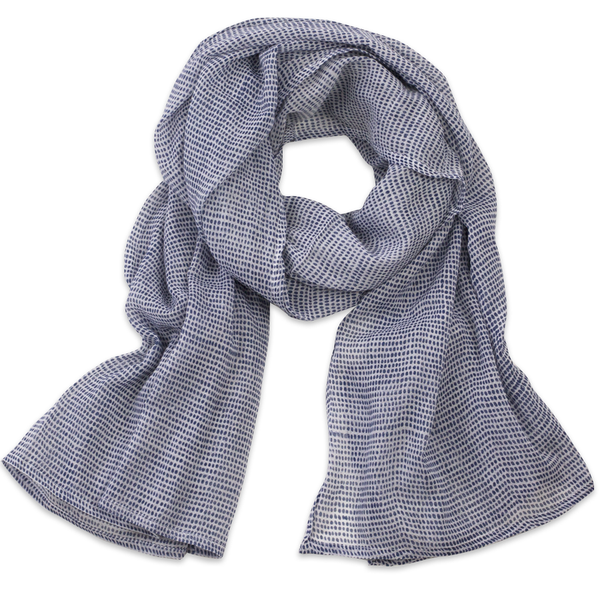 Tiny Dot Navy Block Printed Scarf