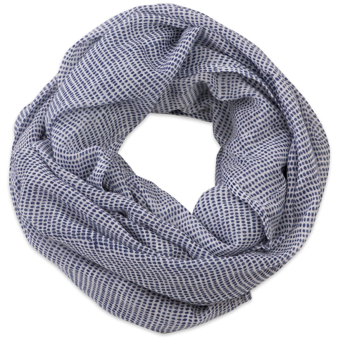 Tiny Dot Navy Block Printed Scarf